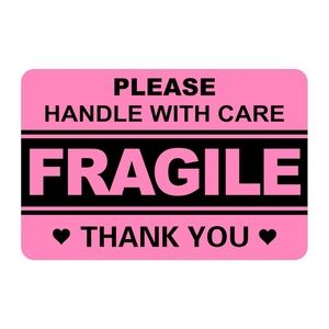 10 PCS Pink/Black Fragile Stickers